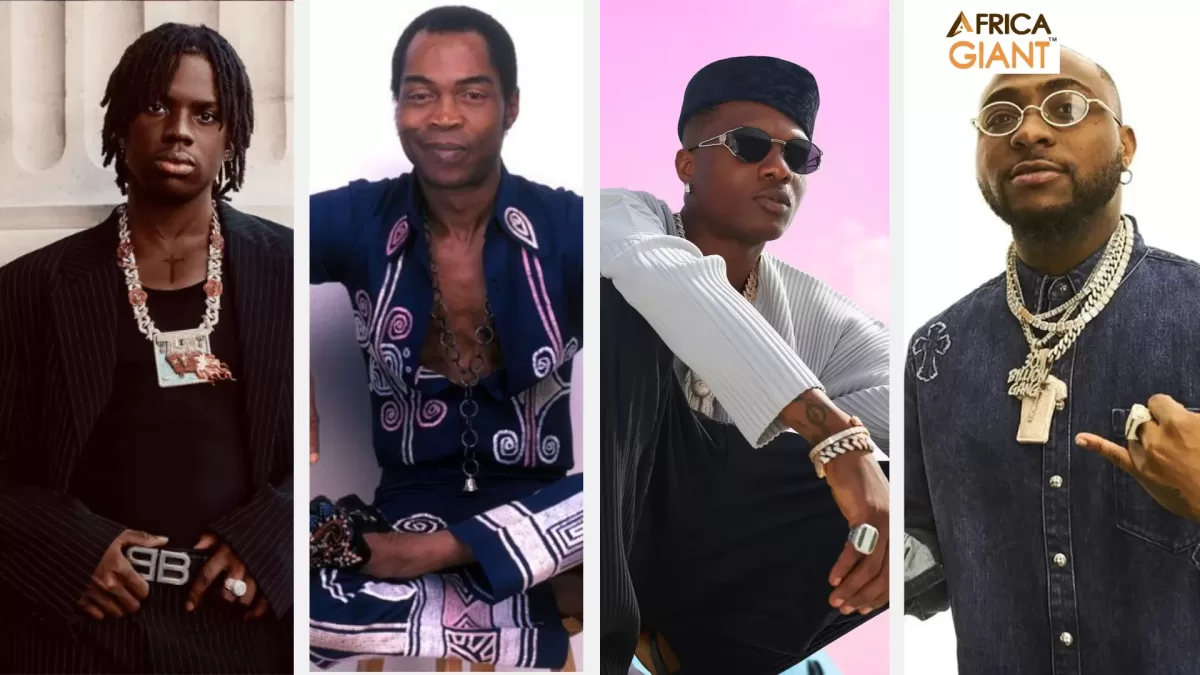 Rema's pay honour to Fela Kuti, Wizkid, 2Baba and Davido in his VMA acceptance speech