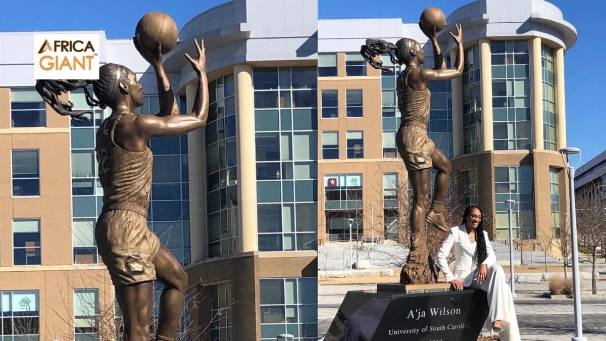 Basketball superstar A'ja Wilson has a bronze statue of her likeness in her honour