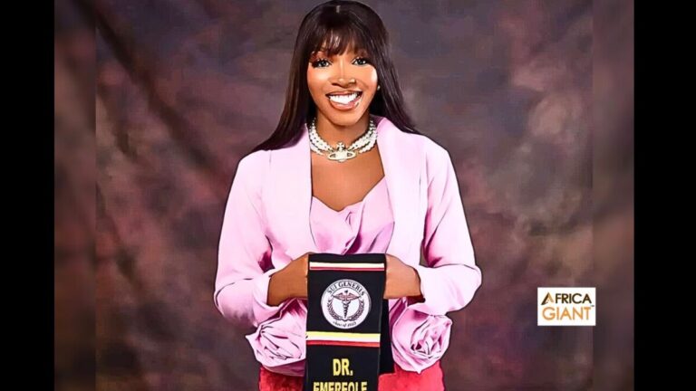 Dr. Emereole Frances, featured on Africa Giant, holds her medical degree after topping her class.