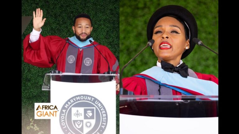 John Legend and Monáe spotlighted for his inspirational LMU commencement speaker address, covered on Africa Giant.