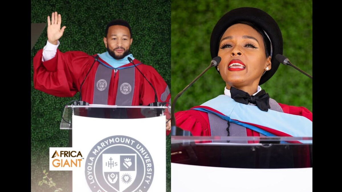 John Legend and Monáe spotlighted for his inspirational LMU commencement speaker address, covered on Africa Giant.